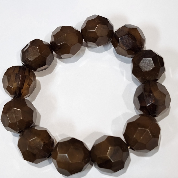 Faceted Brown Beaded Stretch Bracelet - Picture 1 of 1
